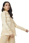 Buy_Ankita_Beige Slub Satin Shirt Collar  _at_Aza_Fashions