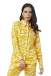 Buy_Ankita_Yellow Cotton Shirt Collar Animal Print  _at_Aza_Fashions