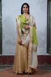 Buy_Latha Puttanna_Green Silk Embroidered Dupatta _at_Aza_Fashions