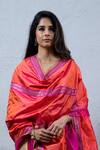 Shop_Latha Puttanna_Orange Silk Embroidered Dupatta _at_Aza_Fashions