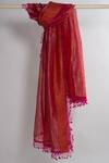 Shop_Latha Puttanna_Red Silk Embroidered Dupatta _Online_at_Aza_Fashions