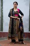 Shop_Latha Puttanna_Black Silk Embroidered Dupatta _at_Aza_Fashions