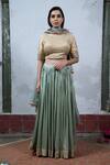 Buy_Latha Puttanna_Green Silk Round Embroidered Lehenga Set _Online_at_Aza_Fashions