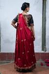 Shop_Latha Puttanna_Maroon Silk Round Embroidered Lehenga Set _at_Aza_Fashions