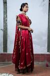 Latha Puttanna_Maroon Silk Round Embroidered Lehenga Set _Online_at_Aza_Fashions