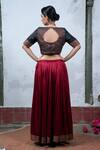 Buy_Latha Puttanna_Maroon Silk Round Embroidered Lehenga Set _Online_at_Aza_Fashions