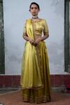 Buy_Latha Puttanna_Yellow Silk Round Embroidered Lehenga Set _at_Aza_Fashions