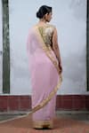 Shop_Latha Puttanna_Pink Chiffon Round Saree With Blouse _at_Aza_Fashions