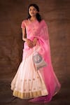 Buy_LATHA PUTTANNA_Pink Blouse Brocade Lehenga Georgette Embroidered Gandaberunda Motifs V Set _at_Aza_Fashions