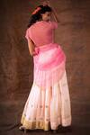 Shop_LATHA PUTTANNA_Pink Blouse Brocade Lehenga Georgette Embroidered Gandaberunda Motifs V Set _at_Aza_Fashions