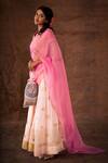 LATHA PUTTANNA_Pink Blouse Brocade Lehenga Georgette Embroidered Gandaberunda Motifs V Set _Online_at_Aza_Fashions