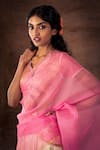 Buy_LATHA PUTTANNA_Pink Blouse Brocade Lehenga Georgette Embroidered Gandaberunda Motifs V Set _Online_at_Aza_Fashions