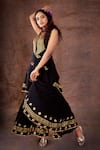 Buy_Latha Puttanna_Black Georgette Printed Polkas And Flared Sharara & Kurta Set  _at_Aza_Fashions