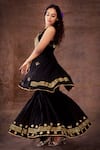 Latha Puttanna_Black Georgette Printed Polkas And Flared Sharara & Kurta Set  _Online_at_Aza_Fashions