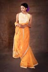 Buy_Latha Puttanna_Orange Silk Organza Embroidered Round Saree With Blouse _at_Aza_Fashions