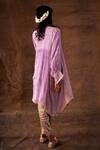 Shop_Latha Puttanna_Purple Crepe Sleeves Silk Brocade Rose Panelled Tunic _at_Aza_Fashions