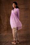 Latha Puttanna_Purple Crepe Sleeves Silk Brocade Rose Panelled Tunic _Online_at_Aza_Fashions