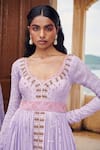 Shop_Bindani by Jigar & Nikita_Purple Net Sequin Embroidered Anarkali_at_Aza_Fashions