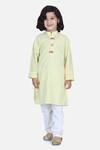 Buy_Lil Picks_Yellow Cotton Chikankari Kurta With Pyjama _at_Aza_Fashions