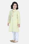 Lil Picks_Yellow Cotton Chikankari Kurta With Pyjama _Online_at_Aza_Fashions