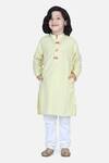 Buy_Lil Picks_Yellow Cotton Chikankari Kurta With Pyjama _Online_at_Aza_Fashions