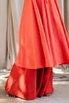 Labbada_Orange Silk Notched Anarkali And Palazzo Set _at_Aza_Fashions