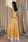 Shop_Labbada_Yellow Chanderi Round Anarkali And Palazzo Set _at_Aza_Fashions