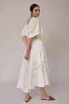 Buy_Pallavi Kandoi_White 70% Cotton Printed Floral V Neck Kaftan Dress _Online_at_Aza_Fashions