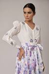 Shop_Pallavi Kandoi_White Cotton Floral Embroidered Top And Printed Skirt Set_Online_at_Aza_Fashions
