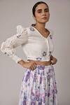Pallavi Kandoi_White Cotton Floral Embroidered Top And Printed Skirt Set_at_Aza_Fashions