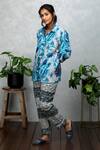 Buy_Rhe-Ana_Blue Cotton Tropical And Geometric Print Collared Neck Shirt & Pant Set _Online_at_Aza_Fashions