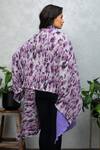 Shop_Rhe-Ana_Purple Permanently Pleated Printed Floral Open Neck Cape  _at_Aza_Fashions