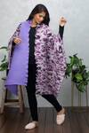 Rhe-Ana_Purple Permanently Pleated Printed Floral Open Neck Cape  _Online_at_Aza_Fashions