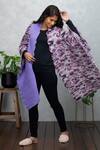 Buy_Rhe-Ana_Purple Permanently Pleated Printed Floral Open Neck Cape  _Online_at_Aza_Fashions