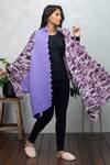 Shop_Rhe-Ana_Purple Permanently Pleated Printed Floral Open Neck Cape  _Online_at_Aza_Fashions