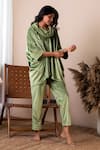 Shop_Rhe-Ana_Green 100% Polyester Plain Cowl Neck Wallis Top And Joggers Set _at_Aza_Fashions