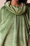 Rhe-Ana_Green 100% Polyester Plain Cowl Neck Wallis Top And Joggers Set _at_Aza_Fashions