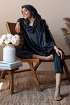 Rhe-Ana_Black 100% Polyester Plain Cowl Neck Wallis Top And Joggers Set _Online_at_Aza_Fashions
