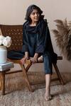 Shop_Rhe-Ana_Black 100% Polyester Plain Cowl Neck Wallis Top And Joggers Set _Online_at_Aza_Fashions