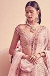 Shop_Jigar & Nikita_Pink Lehenga And Blouse Raw Silk Dupatta Net Floral Embroidered Bridal Set_at_Aza_Fashions