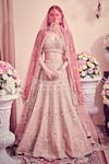 Buy_Jigar & Nikita_Pink Lehenga And Blouse Raw Silk Dupatta Net Floral Bridal Set  _at_Aza_Fashions