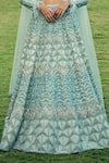 Jigar & Nikita_Blue Silk Embellished Sequins V Neck Bridal Lehenga Set  _Online_at_Aza_Fashions