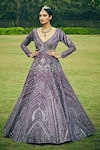 Buy_Bindani by Jigar & Nikita_Purple Silk Structured Embroidered Gown_at_Aza_Fashions