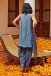 Shop_Twenty Nine_Blue Gajji Silk Tie Dye Bandhani Layered Dhoti Pant _at_Aza_Fashions