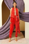 Buy_Twenty Nine_Red Bandhani Layered Dhoti Pant _at_Aza_Fashions
