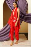 Twenty Nine_Red Bandhani Layered Dhoti Pant _Online_at_Aza_Fashions