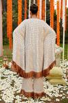 Shop_Twenty Nine_Off White "georgette Embroidered Abstract Bell Bottom Pant With Tassels _at_Aza_Fashions