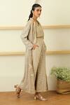 Shop_Twenty Nine_Beige "georgette Mirror Embroidered Bell Bottom Pant _at_Aza_Fashions