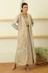 Twenty Nine_Beige "georgette Mirror Embroidered Bell Bottom Pant _Online_at_Aza_Fashions