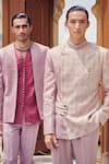 Shop_Bindani by Jigar & Nikita_Purple Textured Open Jacket And Shirt Set_at_Aza_Fashions